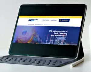 new merkland tank website on laptop screen
