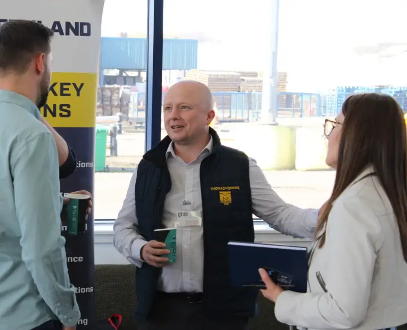 Merkland Tank HSE & Compliance Manager Thomas Hopkins at Net Zero Accelerator event hosted by Forth Ports.