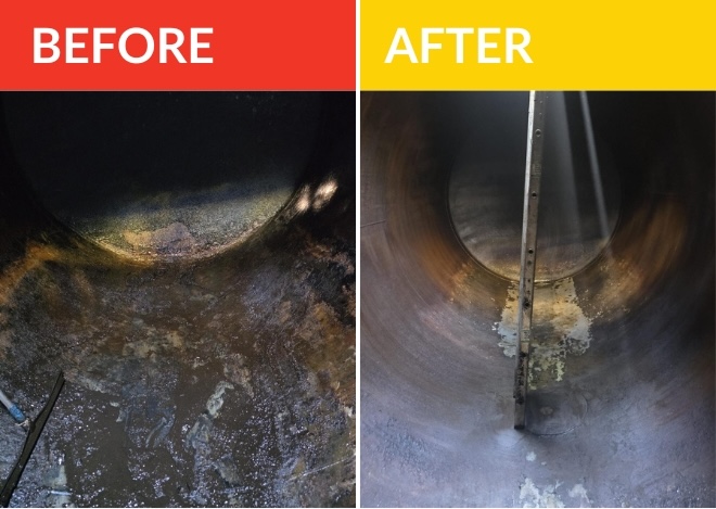 before after diesel tank clean
